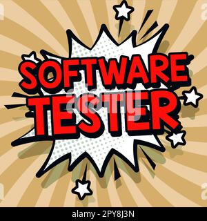 Software Tester per didascalie concettuali. Word per implementato per proteggere il software da attacchi dannosi Foto Stock