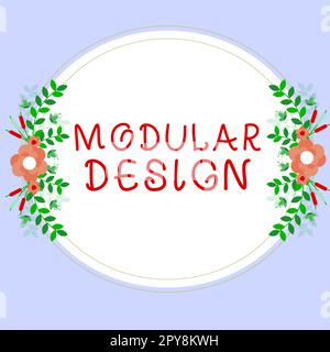 Visualizzazione concettuale Design modulare. Panoramica aziendale progettazione di prodotti per produrre prodotti integrando o combinando parti indipendenti Foto Stock