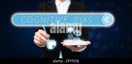 Scrittura che mostra il bias cognitivo del testo. Approccio aziendale trattamento psicologico per i disturbi mentali Foto Stock
