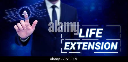 Testo che mostra Inspiration Life Extension. Concetto aziendale in grado di continuare a lavorare più a lungo rispetto ad altri dello stesso tipo Foto Stock