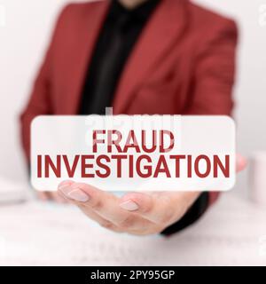 Visualizzazione concettuale analisi delle frodi. Concetto che significa processo di determinare se è avvenuta una truffa Foto Stock