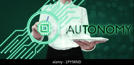 Autonomia di visualizzazione dei segnali. Business concept vehicle che può guidarsi senza conduzione umana Foto Stock
