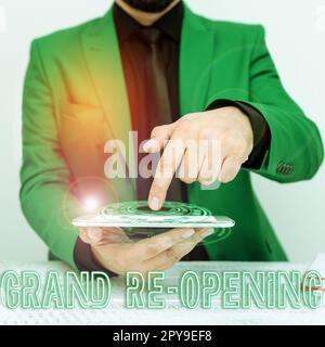 Didascalia concettuale Grand Re Opening. Foto concettuale tenuta per segnare l'apertura di un nuovo business o luogo pubblico Foto Stock