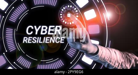 Segnale con Cyber Resilience. Business showcase misura di come un'azienda può gestire un attacco informatico Foto Stock