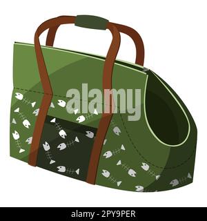 Borsa per il trasporto di plastica per animali. Illustrazione a colori vettoriali isolata in stile cartoon Illustrazione Vettoriale