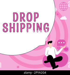 Scrittura a mano del testo Drop Shipping. Parola per inviare le merci da un produttore direttamente a un cliente anziché al rivenditore Foto Stock