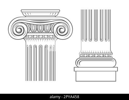 Capitale di una cattedrale medievale colonna ionica Illustrazione Vettoriale