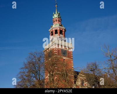 La città di Leer sul fiume ems in germania Foto Stock