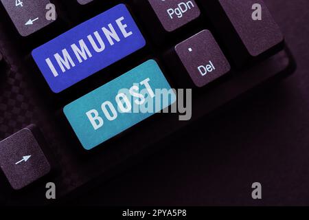 Scrittura a mano testo immune Boost. Approccio aziendale essere in grado di resistere a una particolare malattia prevenendo lo sviluppo di agenti patogeni Foto Stock