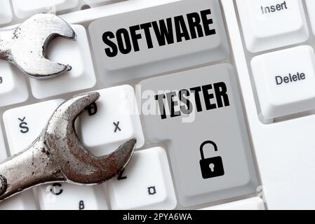 Tester software per la visualizzazione dei segnali. Concetto aziendale implementato per proteggere il software da attacchi dannosi Foto Stock