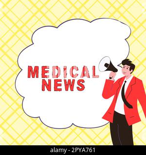 Ispirazione mostrando segno Medical News. Rapporto di concetto di affari o informazioni notevoli su innovazione medica Foto Stock