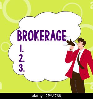 Scrittura visualizzazione testo Brokerage. Internet Concept funge da agente o intermediario fidato nelle negoziazioni commerciali Foto Stock
