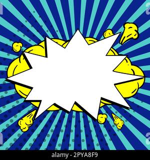 Fumetto vuoto Speech Bubble con Copy Space e colorful Doodles. Foto Stock