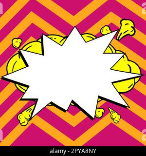 Fumetto vuoto Speech Bubble con Copy Space e colorful Doodles. Foto Stock