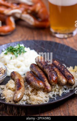 salsicce alla griglia della franconia Foto Stock