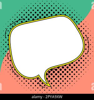 Fumetto vuoto Speech Bubble con Copy Space e colorful Doodles. Foto Stock