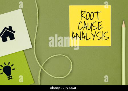 Didascalia concettuale analisi della causa principale. Metodo di Business Concept per la risoluzione dei problemi identificare il guasto o il problema Foto Stock