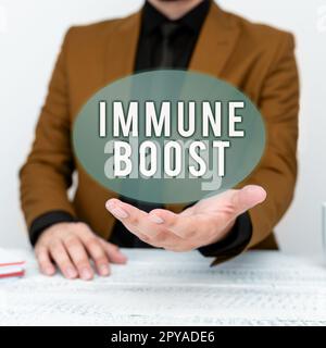 Didascalia concettuale immune Boost. Parola per essere in grado di resistere a una particolare malattia che impedisce lo sviluppo di agenti patogeni Foto Stock