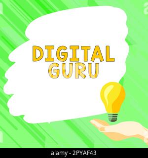 Didascalia concettuale Digital Guru. Concetto che significa insegnante e guida intellettuale in questioni di fondamentale interesse dell'elettronica Foto Stock