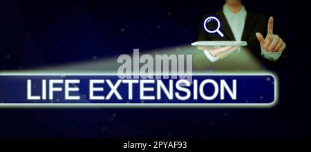 Testo che mostra Inspiration Life Extension. Panoramica aziendale in grado di continuare a lavorare più a lungo rispetto ad altri dello stesso tipo Foto Stock