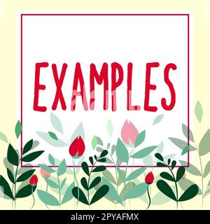 Esempi di testo di scrittura a mano. Esempio di foto di idea aziendale modello da seguire spiegazione della guida, ad esempio Foto Stock