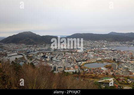 Vista dall'alto della città di Bergen in Norvegia Foto Stock