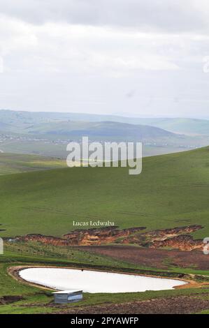 La campagna in cui Nelson Mandela è cresciuto a Mvezo, nel Capo Orientale, in Sud Africa. Foto Stock