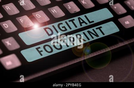 Ispirazione che mostra il segno digitale footprint. Business idea utilizza la tecnologia digitale per gestire il processo di produzione Foto Stock