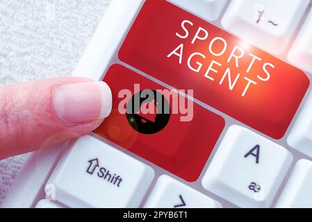 Testo scritto a mano Agente sportivo. La persona vetrina aziendale gestisce il reclutamento per assumere i migliori giocatori sportivi per una squadra Foto Stock