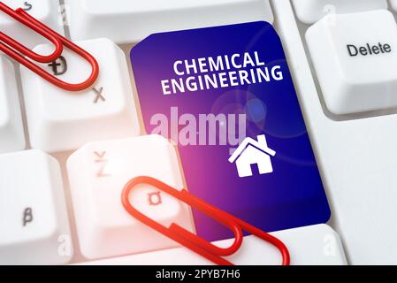 Scrittura a mano di testo Ingegneria chimica. Parola per lo sviluppo di cose che si occupano dell'applicazione industriale della chimica Foto Stock