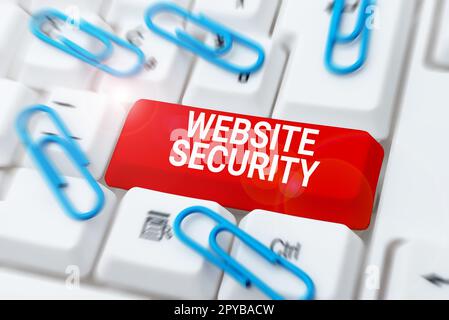 Visualizzazione concettuale sicurezza del sito web. Componente critico del concetto aziendale per proteggere e proteggere i siti Web Foto Stock