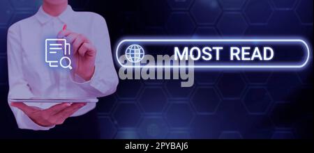 Didascalia di testo che presenta la più lettura. Vetrina di affari un pezzo di letteratura o di scrittura considerato importante o classico Foto Stock