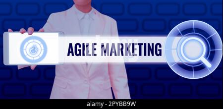 Didascalia di testo che presenta Agile Marketing. Idea aziendale focalizzata sugli sforzi dei team che offrono valore al cliente finale Foto Stock