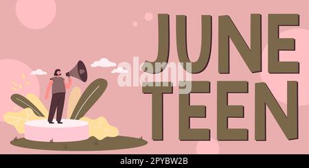 Testo scritto a mano June Teen. Panoramica aziendale vacanza legale negli Stati Uniti della fine della schiavitù negli Stati Uniti Foto Stock