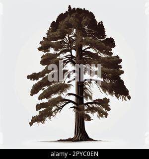 Realistico albero verde più alto nel mondo sequoia su uno sfondo bianco - illustrazione vettoriale Foto Stock