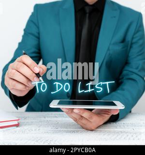 Testo che mostra l'ispirazione per l'elenco delle attività. Business Concept Una struttura che di solito ha fatto in carta contenente il tuo compito Foto Stock