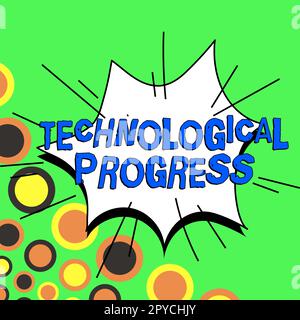 Didascalia concettuale progresso tecnologico. Parola per il processo generale di diffusione dell'innovazione dell'invenzione Foto Stock