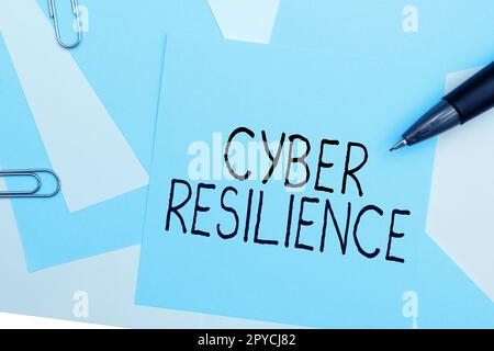 Didascalia di testo che presenta Cyber Resilience. Concetto che significa misura di come un'azienda può gestire un attacco informatico Foto Stock