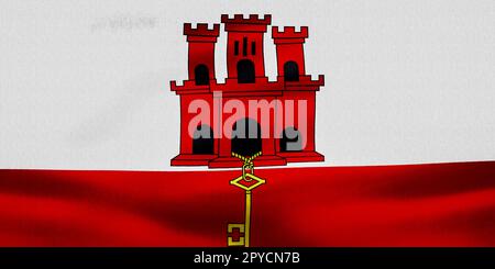 Bandiera di Gibilterra - bandiera realistica del tessuto ondulato Foto Stock