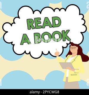 Didascalia di testo Presentazione leggere Un libro. Concetto significato Godetevi la letteratura attività tradizionale imparare cose nuove Foto Stock