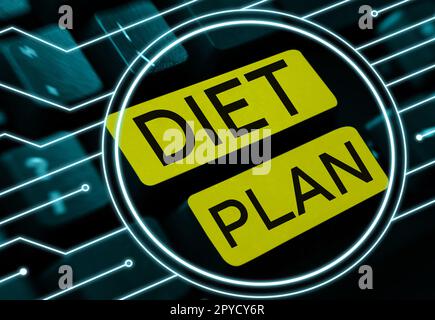 Didascalia concettuale Diet Plan. Concetto che significa uso di un apporto specifico di nutrizione per motivi di gestione della salute Foto Stock