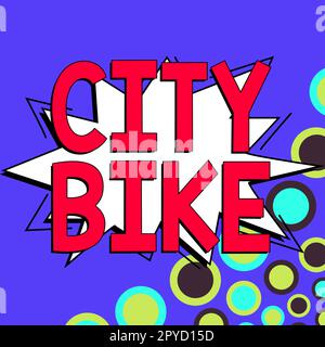 Scrittura a mano City Bike. Concetto di business progettato per brevi corse regolari attraverso aree urbane ugualmente pianeggianti Foto Stock