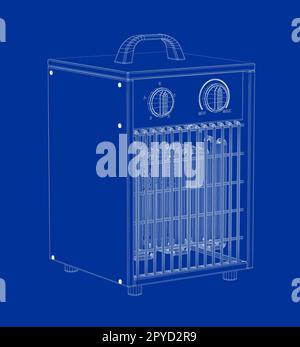 3D modello a telaio filare di riscaldatore a ventola elettrica industriale Foto Stock