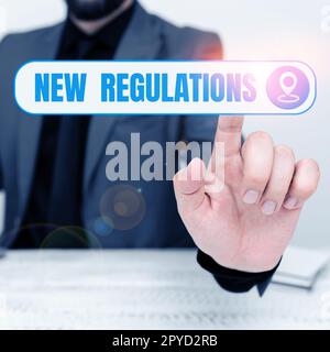 Didascalia concettuale nuove normative. Business idea Regulation che controlla l'attività di solito utilizzata dalle regole. Foto Stock