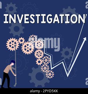 Scrittura con visualizzazione dell'analisi del testo. Business Concept indagine formale o processo di studio sistematico per indagare un crimine Foto Stock