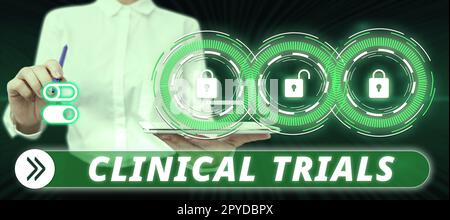 Visualizzazione concettuale Prove cliniche. Panoramica aziendale Ricerca di nuovi trattamenti per le persone Foto Stock