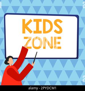 Didascalia concettuale Kids zone. Business showcase un'area o una regione progettata per consentire ai bambini di giocare e divertirsi Foto Stock