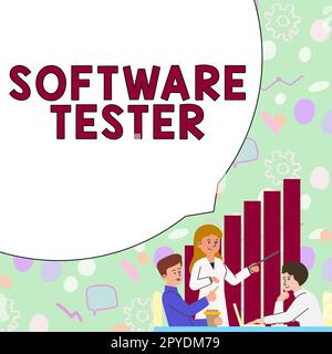 Software Tester per didascalie concettuali. Word per implementato per proteggere il software da attacchi dannosi Foto Stock