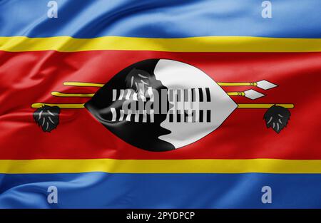 Sventolando la bandiera nazionale di Eswatini Foto Stock