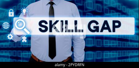 Didascalia concettuale - Gap di abilità. Vetrina aziendale che fa riferimento alla debolezza o alla limitazione della conoscenza di una persona Foto Stock